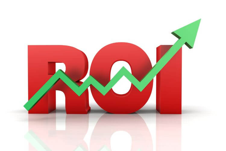 A ROI letters with a green upward arrow symbolizing the growth.