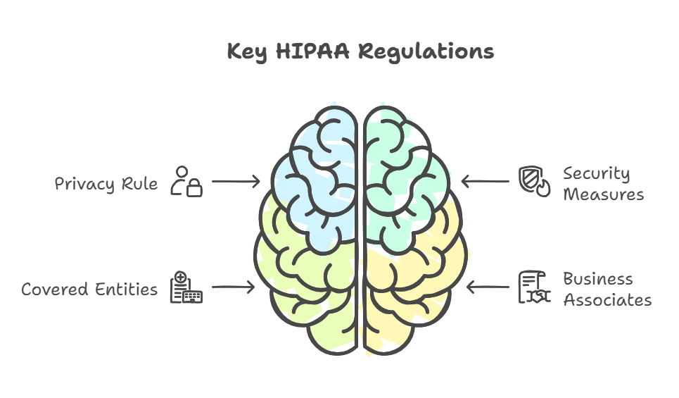 A visual graphic showcasing the HIPPA key regulations