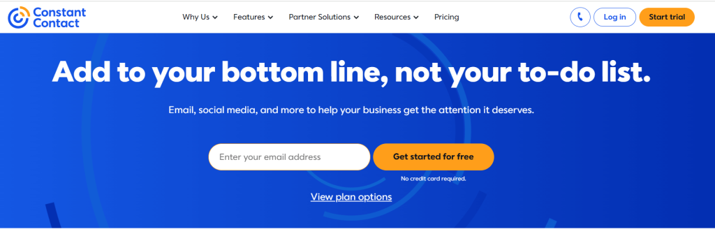 A constant contact webpage represent the Add to you bottom line, not your to-do list