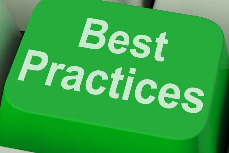 A green keyboard key with white text reading "Best Practices"