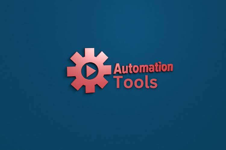 Red gear icon with 'Automation Tools' text symbolizing software solutions for workflow automation