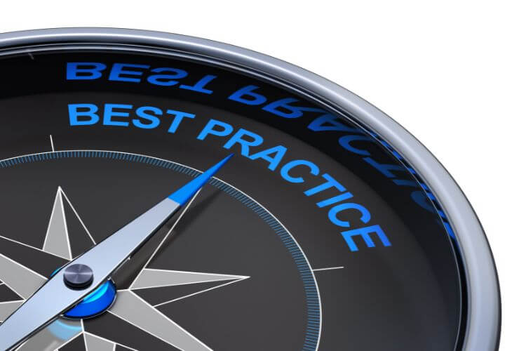 Compass needle pointing to 'Best Practice' emphasizing strategic direction and marketing optimization principles