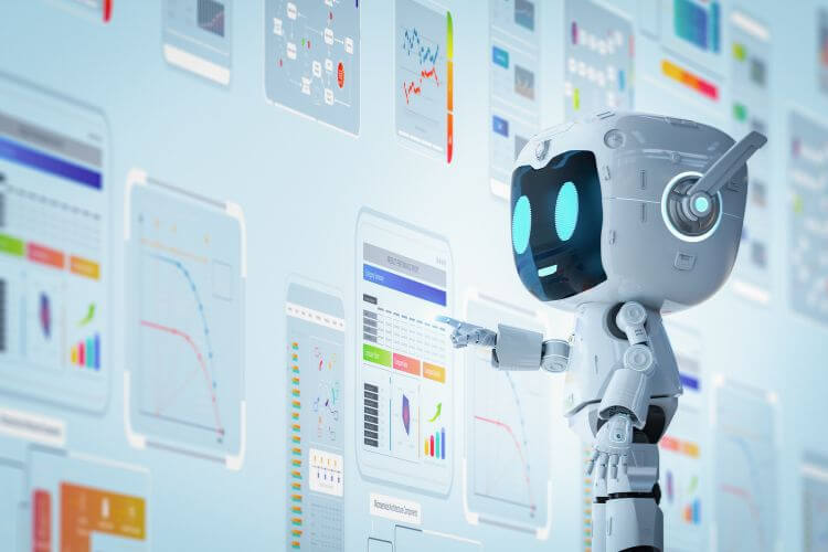 AI chatbot analyzing dashboard data for automated customer support and lead engagement