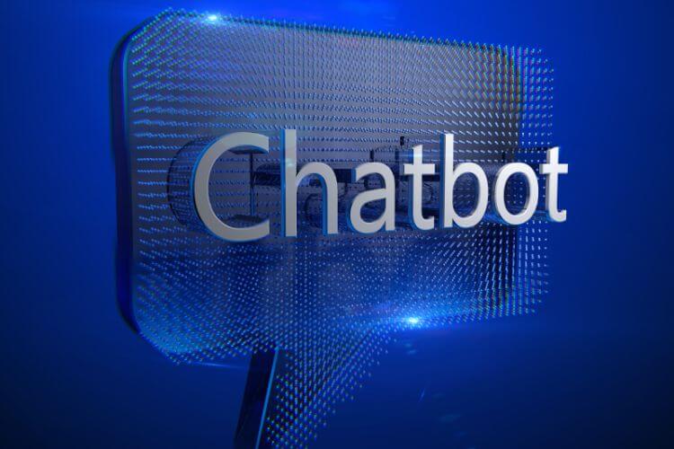 Chatbot text bubble with digital particles illustrating AI-driven conversational interfaces