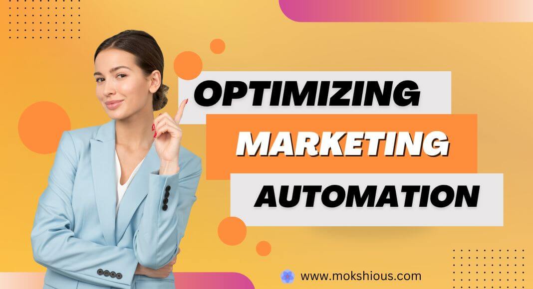 Confident businesswoman promoting optimizing marketing automation strategies for better campaign results