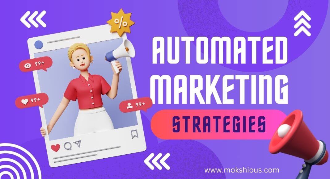 Illustration of woman with megaphone and social icons promoting automated personalization strategies
