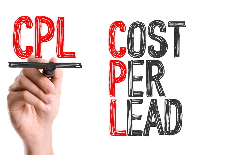 CPL written with hand marker and acronym breakdown "Cost Per Lead" for marketing cost optimization insights.