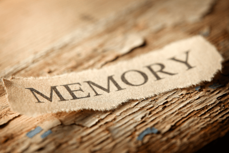 Torn paper with "MEMORY" text symbolizing cognitive recall or data storage concept.