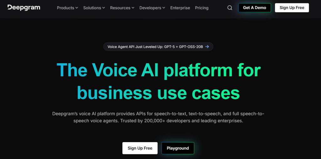 Deepgram voice AI platform APIs for speech-to-text, text-to-speech, and voice agents