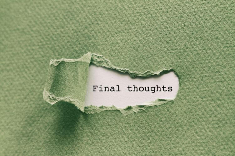 Green paper revealing text “Final Thoughts” symbolizing podcast summary or closing insights.