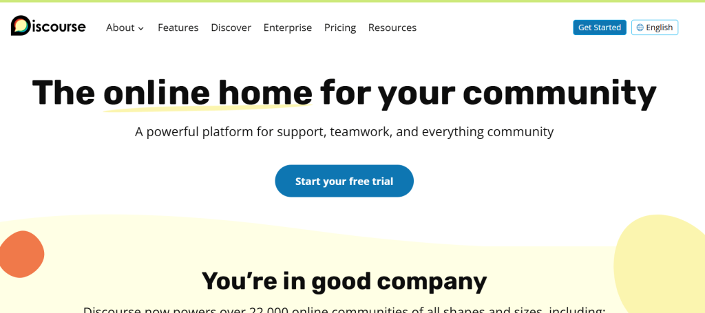 Discourse online community platform for support, teamwork, and discussions