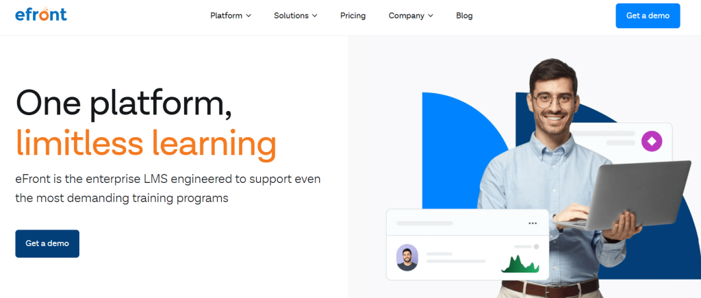 eFront enterprise LMS platform for advanced training programs and learning management.