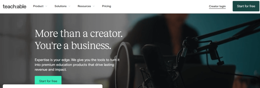 Teachable platform for creators to sell premium online courses and digital products