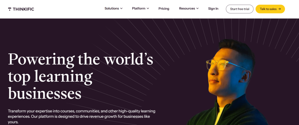 Thinkific platform for building and scaling online learning businesses