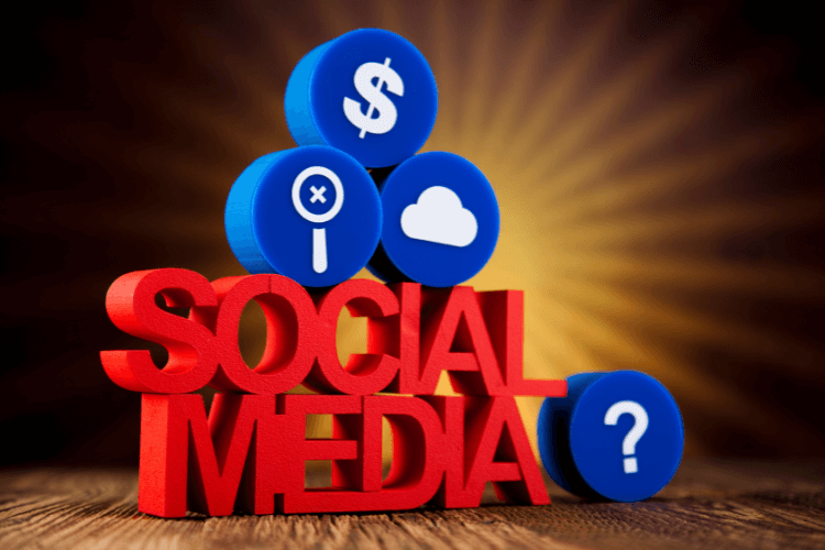 Social media icons with bold text showing AI prompt library by platform.