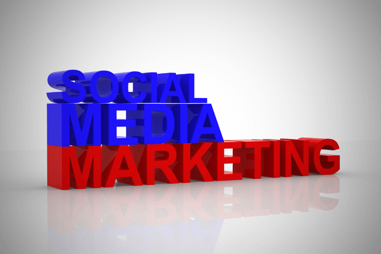 3D text reading social media marketing for AI prompt engineering strategy.