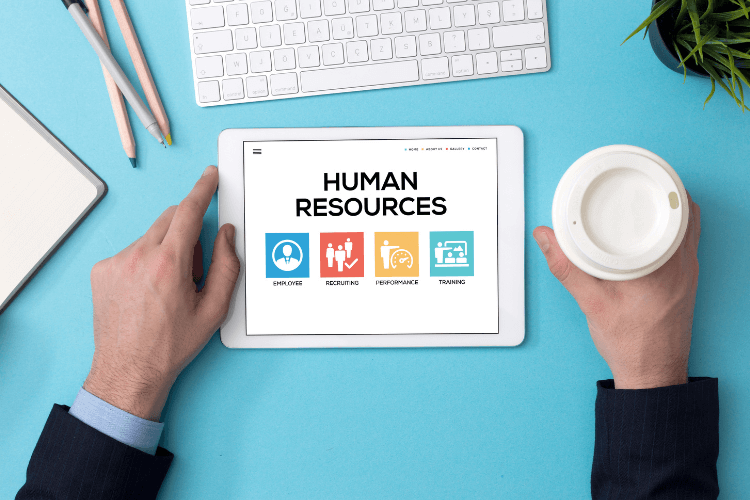 Tablet displaying Human Resources icons, highlighting tasks that must stay human in AI community management.