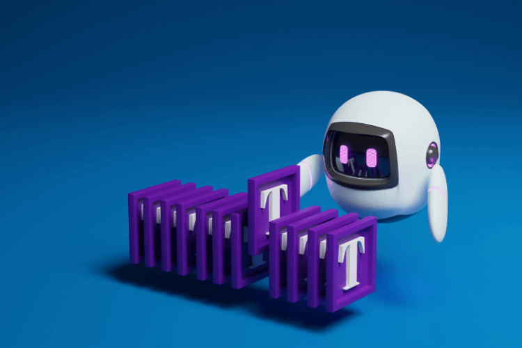3D robot with text icons representing failed AI prompts for social media.